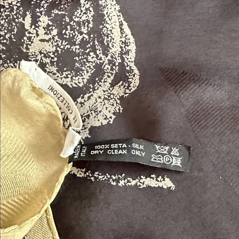 Giorgio Armani Black and Cream Floral Silk Scarf